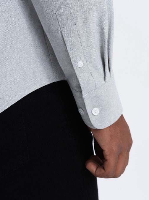 Elegantná šedá košeľa oxford  V2 OM0108