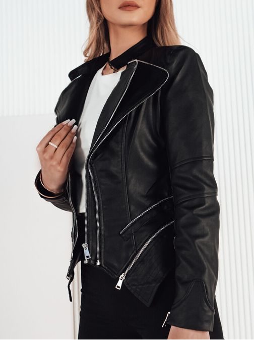 Prekrásna dámska čierna koženková bunda Ager