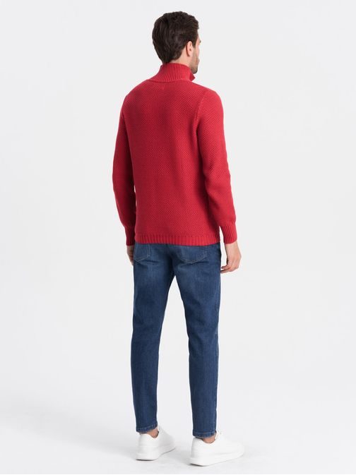 Elegantný pánsky sveter v červenej farbe V8 SWZS-0105