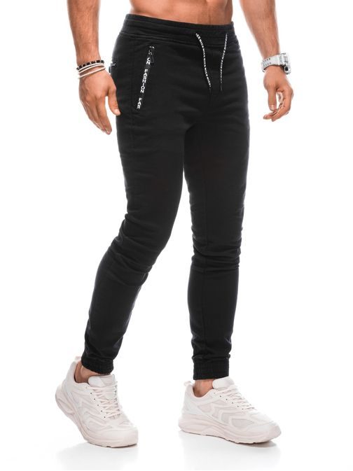 Trendy čierne jedinečné joggery P1383