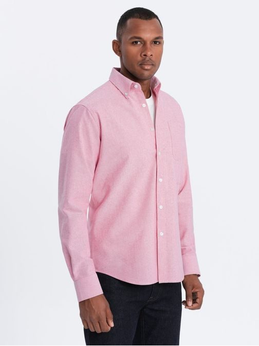Elegantná ružová košeľa oxford V3 OM0108