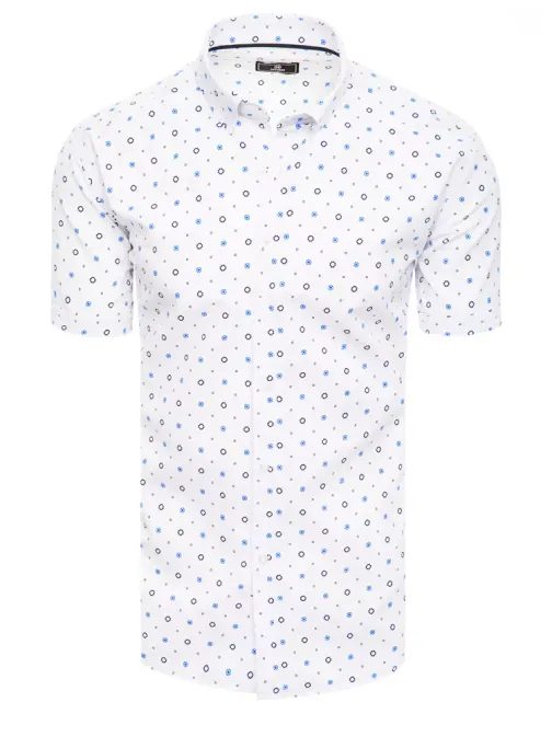 Biela pánska košeľa s jednoduchým modrým vzorom