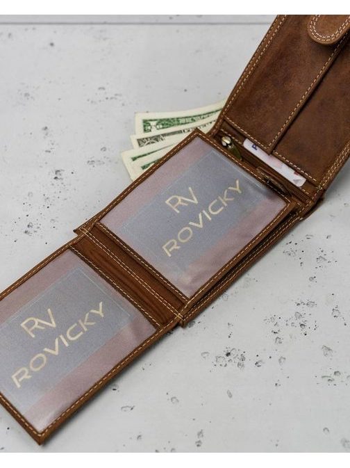 Kožená pánska peňaženka v svetlohnedej farbe