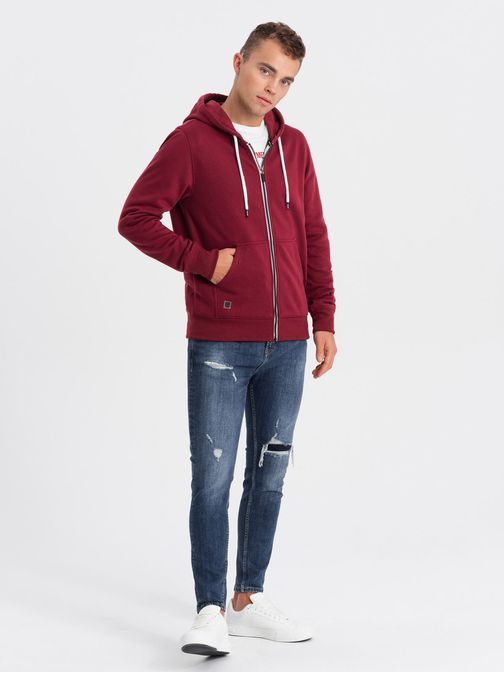 Trendy vínová mikina na zips V7 OM-SSBZ-0118