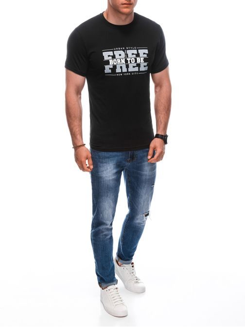 Čierne tričko s nápisom FREE S1924