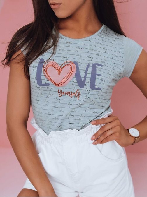 Zaujímavé dámske tričko Love Yourself v mätovej farbe