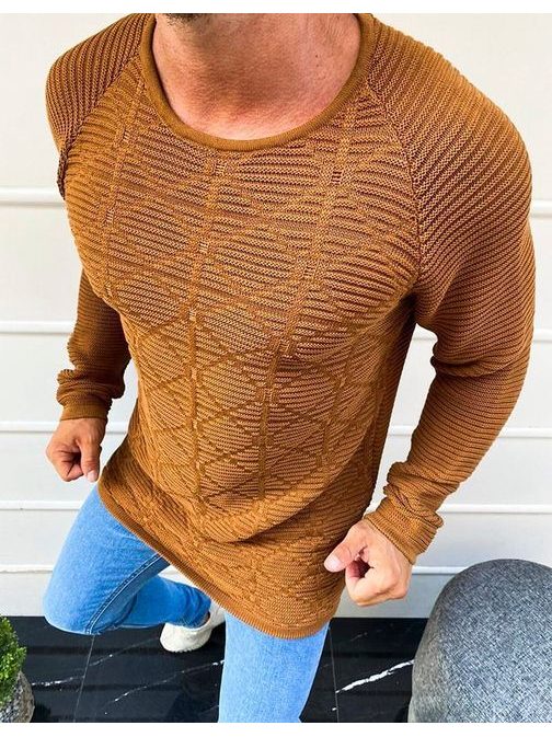 Kamelový sveter s nádherným prešívaním