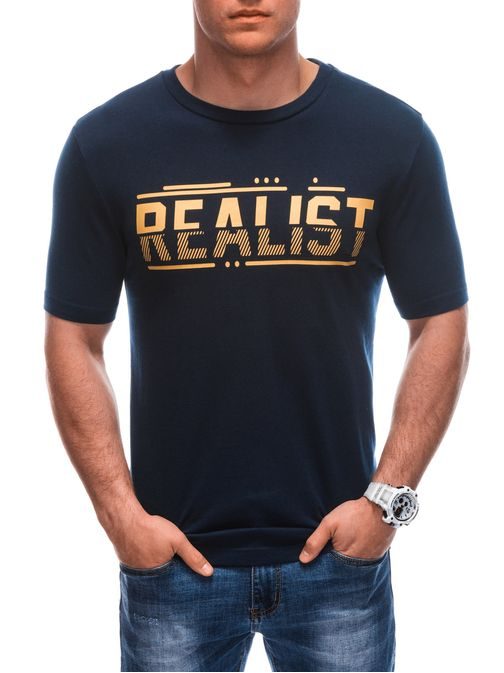 Tmavo modré tričko s nápisom Realist S1928