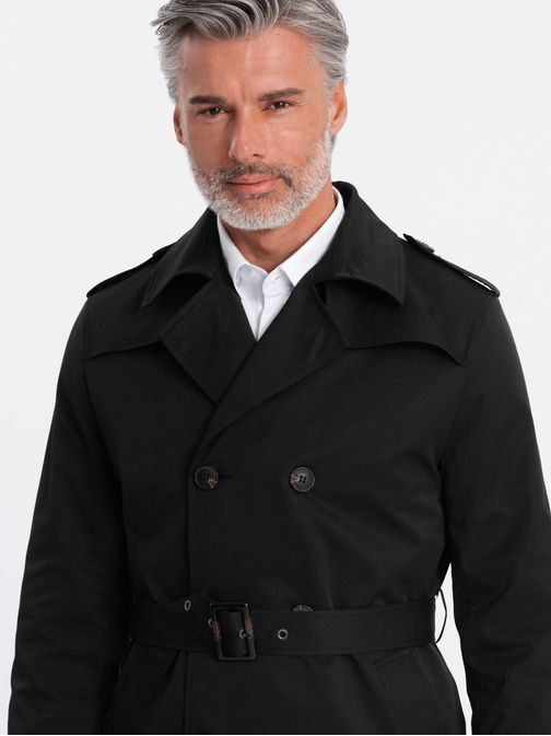Nadčasový prechodný čierny kabát V2 COSC-0111