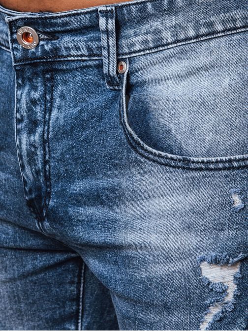 Pánske modré džínsové nohavice v módnom prevedení
