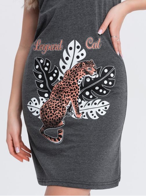 Dámska grafitová nočná košeľa Leopard ULR256