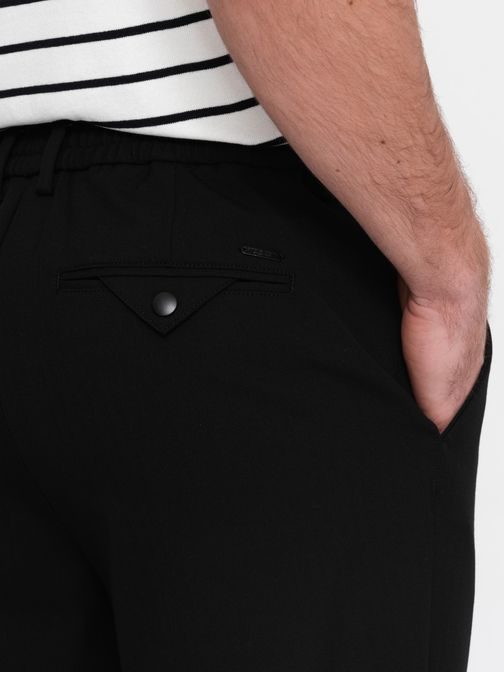 Pánske čierne chinos nohavice s elastickým pásom  V3 PACP-0158
