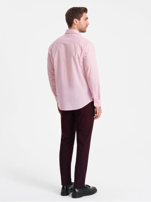 Bavlnená ružová košeľa v jednoduchom prevedení V2 SHOS-0154