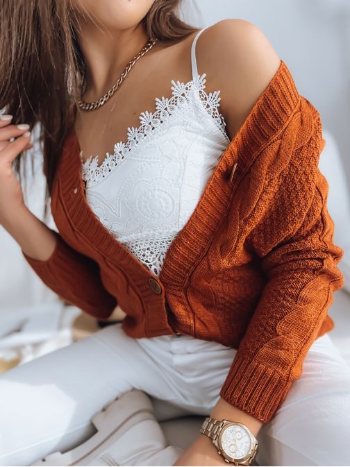 Senzačný dámsky sveter v medenej farbe Durki