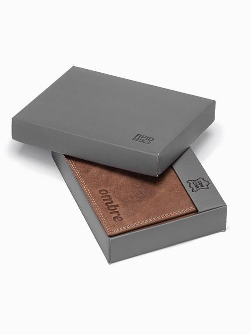 Moderná svetlo-hnedá kožená peňaženka A092