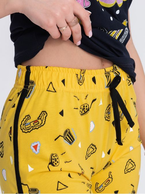 Granátové žlté dámske pyžamo v zaujímavom prevedení ULR110