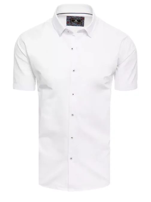 Módna biela jednofarebná košeľa s krátkym rukávom