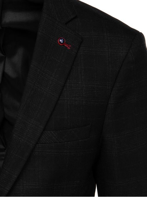 Čierne kárované sako v módnom štýle