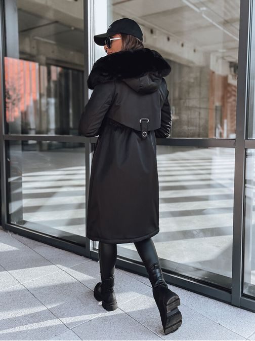 Čierna dámska bunda v originálnom prevedení LUSTER