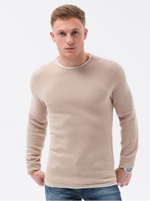 Hnedý bavlnený pánsky sveter E121