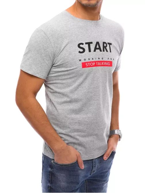 Svetlošedé tričko s nápisom Start