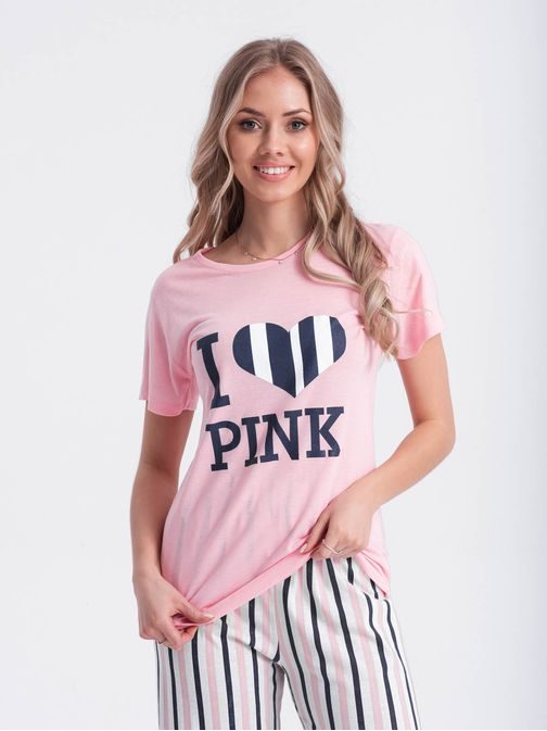 Módne ružové dámske pyžamo ULR279