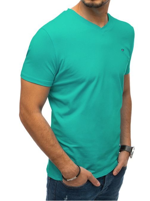 Štýlové tričko v zelenej farbe s V-výstrihom
