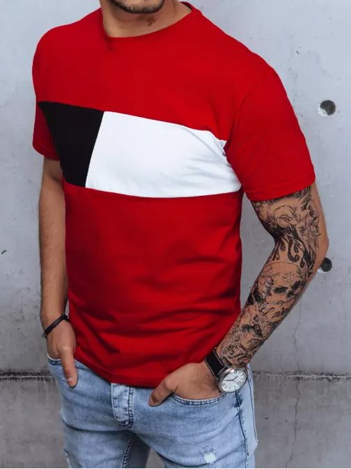 Štýlové kontrastné tričko v červenej farbe