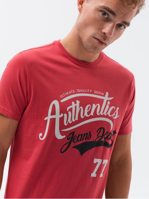 Červené tričko s nápisom Authentics S1434 V-22A