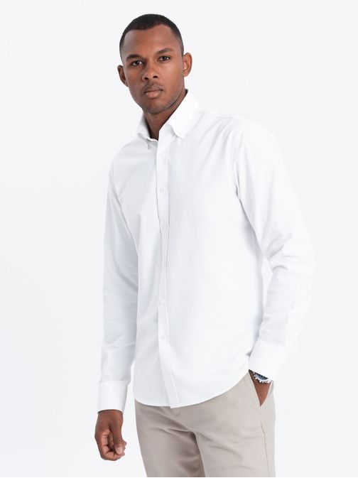 Elegantná biela košeľa oxford V1 OM0114