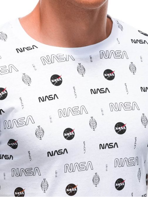 Originálne biele tričko s potlačou NASA S1916
