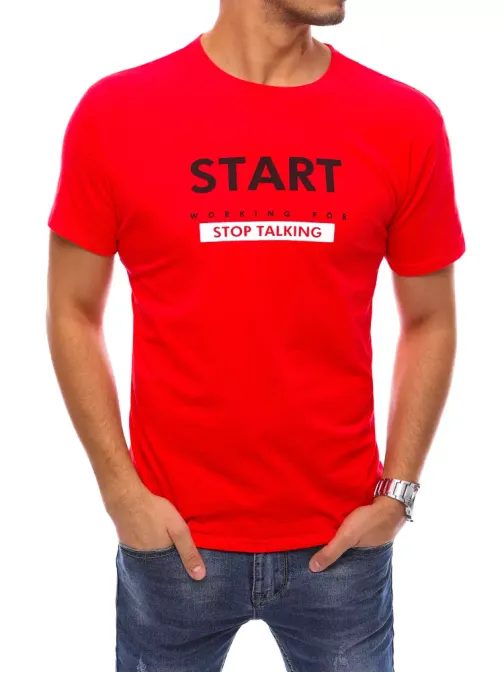 Červené tričko s nápisom Start