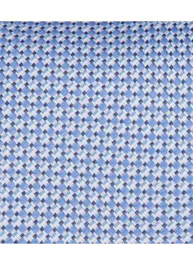 Modrá hedvábná kravata se čtverečky