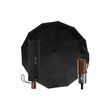 Velký automatický skládací deštník - černý s dřevenou rukojetí (Iso)