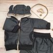 Stylová prošívaná bunda s kapucí + kalhoty - černá