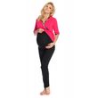 Be MaaMaa Těhotenské, kojící pyžamo 3/4 rukáv - růžová,černá