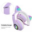 Bezdrátové sluchátka s kočičíma ušima - B39M, fialové