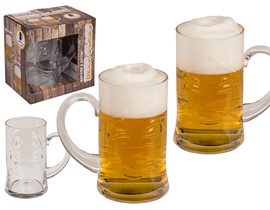 Pivní sklenice, dvě strany před a po