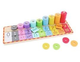 Trefl Dřevěná hračka, počítadlo s anglickými čísly a žetóny