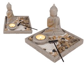 Relaxační dekorační tác s Budhou, čajovou svíčkou a pískem, menší