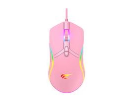 Herní myš Havit MS1026 RGB 1000-6400 DPI (růžová)