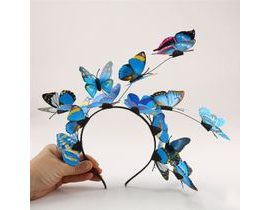 Čelenka s motýlky - modrá