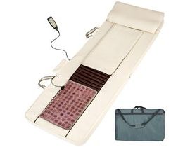 tectake 400601 masážní matrace shiatsu s vyhřívací nefritovou poduškou - béžová béžová koženka