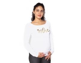 Be MaaMaa Těhotenské triko dlouhý rukáv In Love - bílé - S