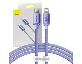 Baseus Crystal Shine kabel USB-C na Lightning, 20W, PD, 1,2m (fialový)