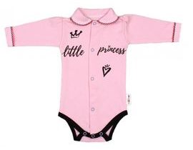 Baby Nellys Body dlouhý rukáv s límečkem,vel. 68, růžové - Little Princess