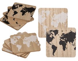 Dřevěné podtácky, mapa světa