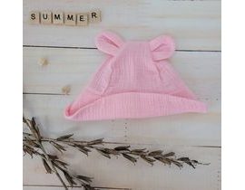 Letní mušelínový klobouček Z&amp;Z s oušky, růžový