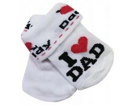 Kojenecké bavlněné ponožky I Love Dad, bílé s potiskem, vel. 80/86