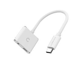Adaptér audio USB-C na mini jack 3,5 mm i USB-C Cygnett Essential (bílý)